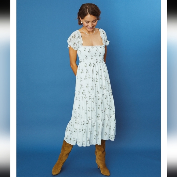 o.p.t. Dresses & Skirts - NWT! O.P.T. , Cypress Midi Dress, White/Green/Lilac, Size Large, MSRP $148